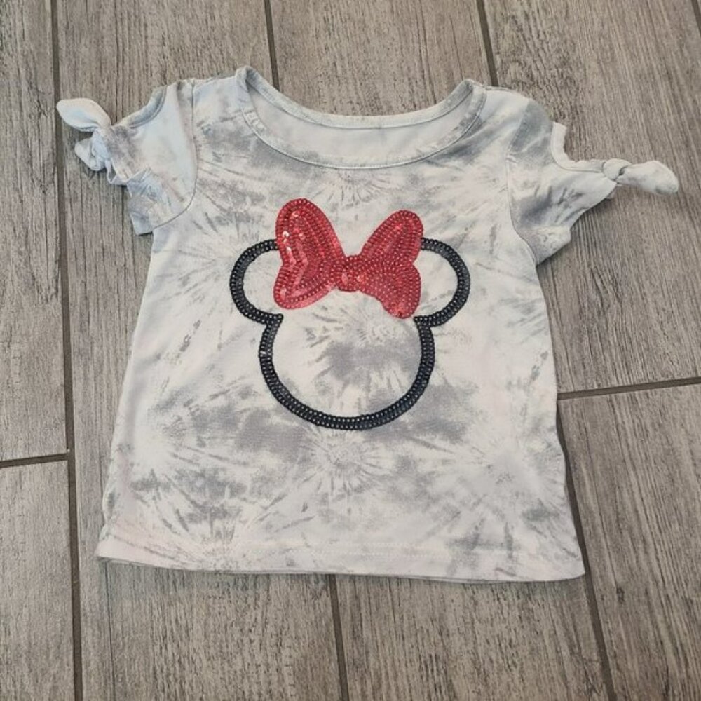 3/$18 Disney Junior Minnie mouse toddler girl white & grey short sleeve size 2T